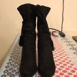 Black 9 1/2 heel boots from the brand A+.